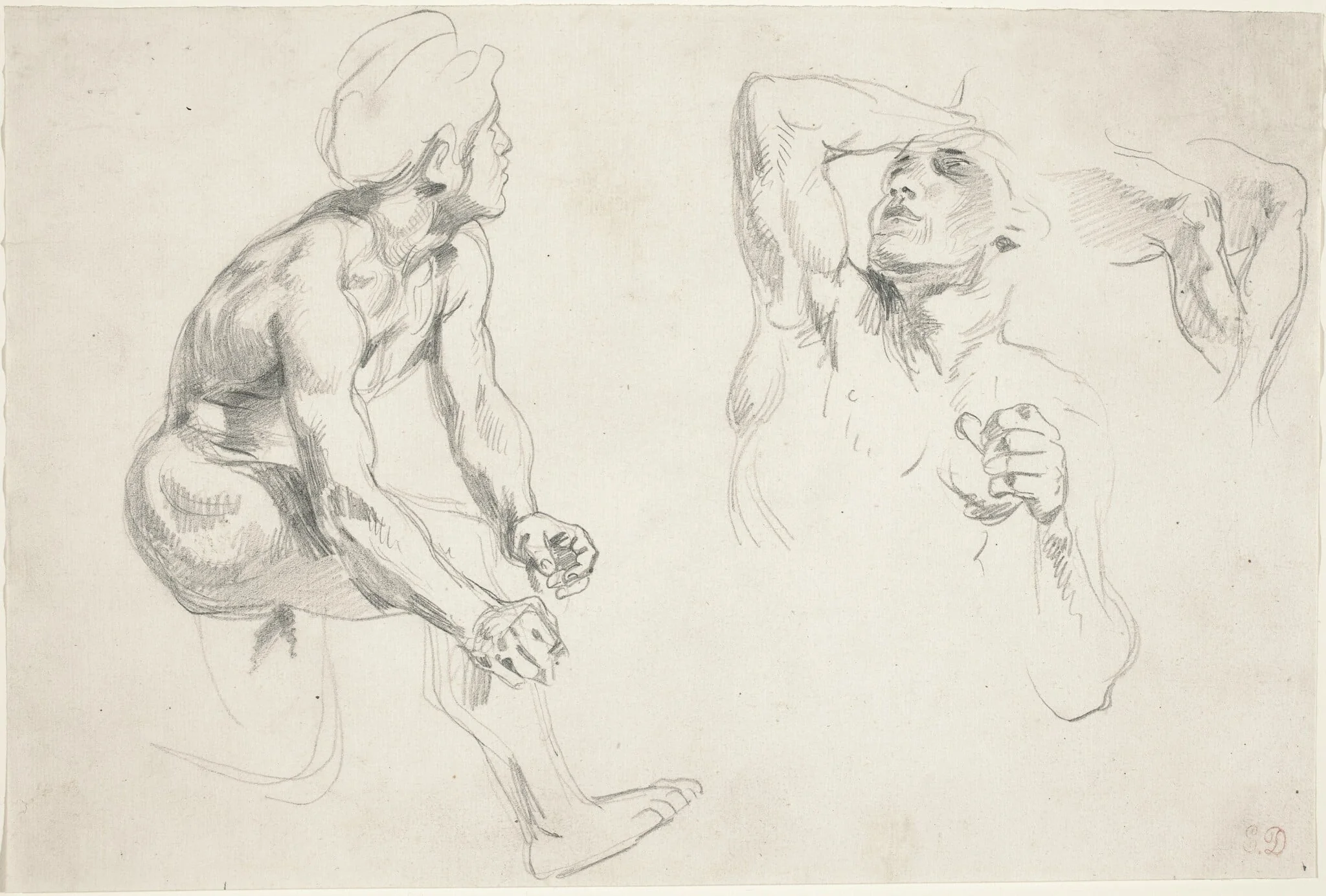 Male Nude Posing for Figures in the "Frise de la Guerre"