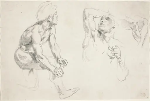 Male Nude Posing for Figures in the "Frise de la Guerre"