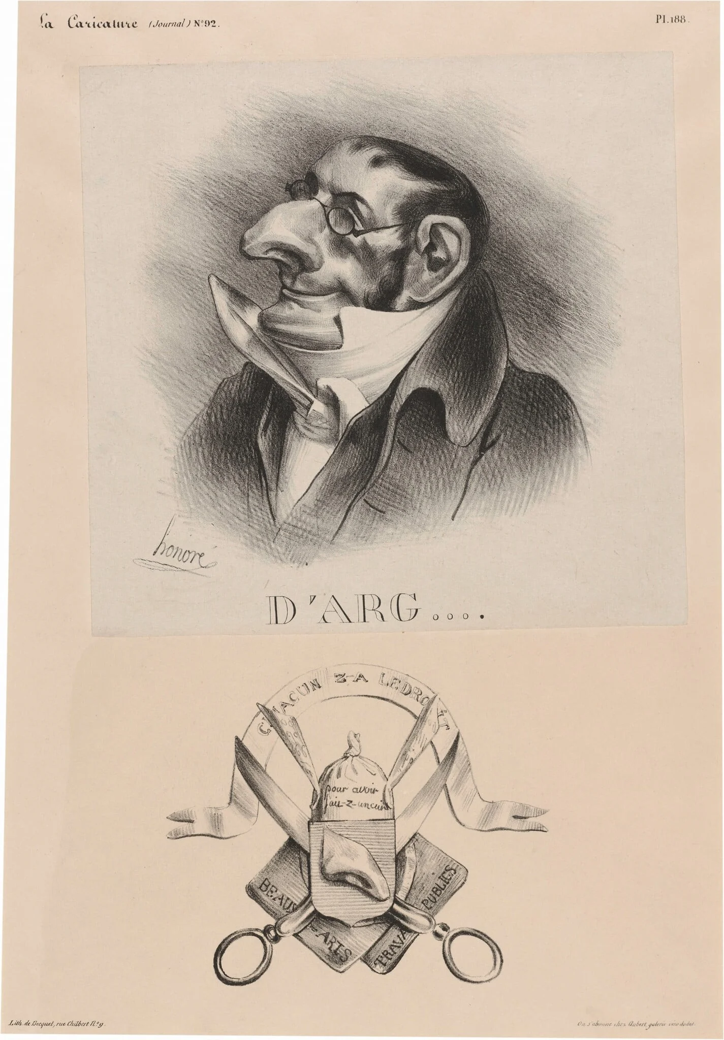 Comte d'Argout, by Honoré Daumier, ink, 1832