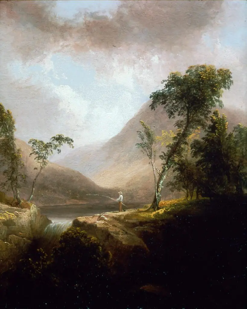 Fishing by a Waterfall
