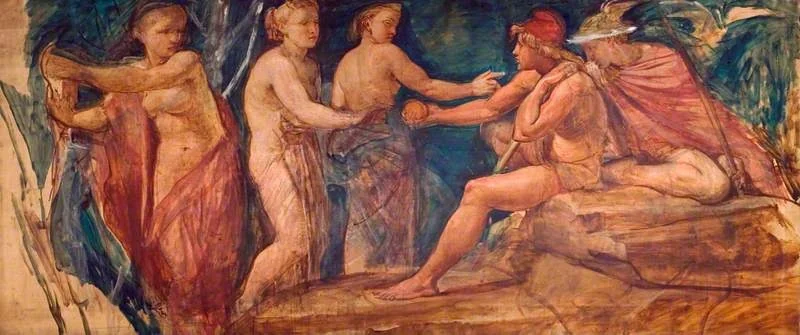 The Judgement of Paris (cartoon for the south panel of the ceiling, dining room, Dorchester House), by Alfred Stevens, oil, 1860