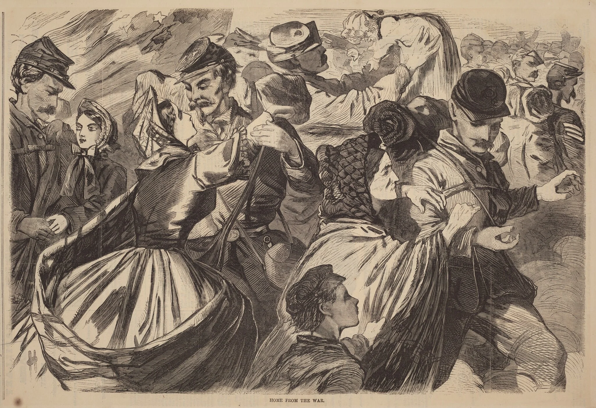 Home from the War, by American 19th Century, ink, 1863