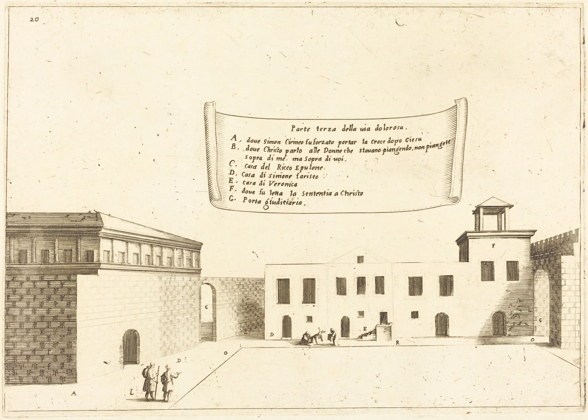 Third Part of the Via Dolorosa, by Jacques Callot, ink, 1619