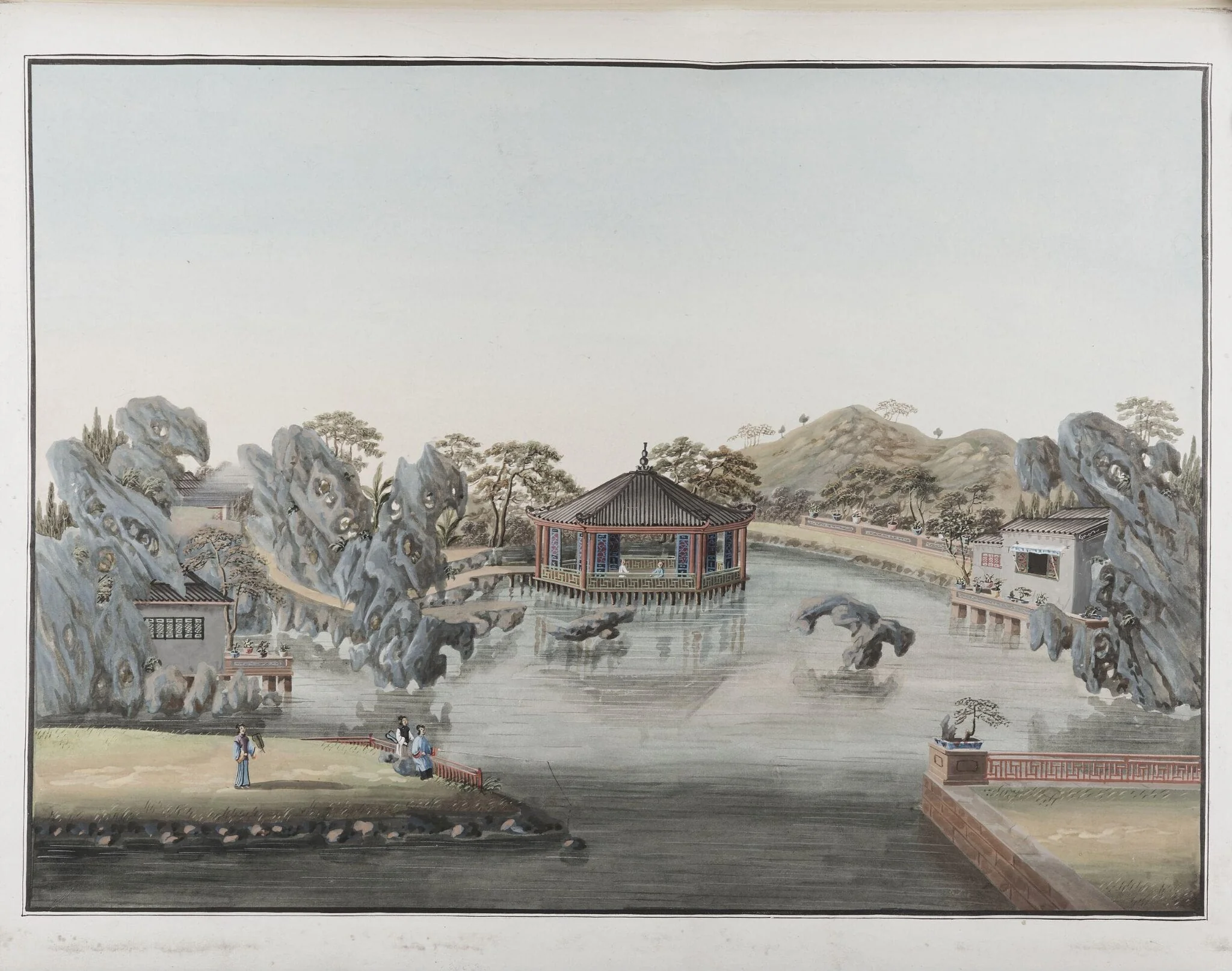 Garden Scene, by Unknown, paint, 1830