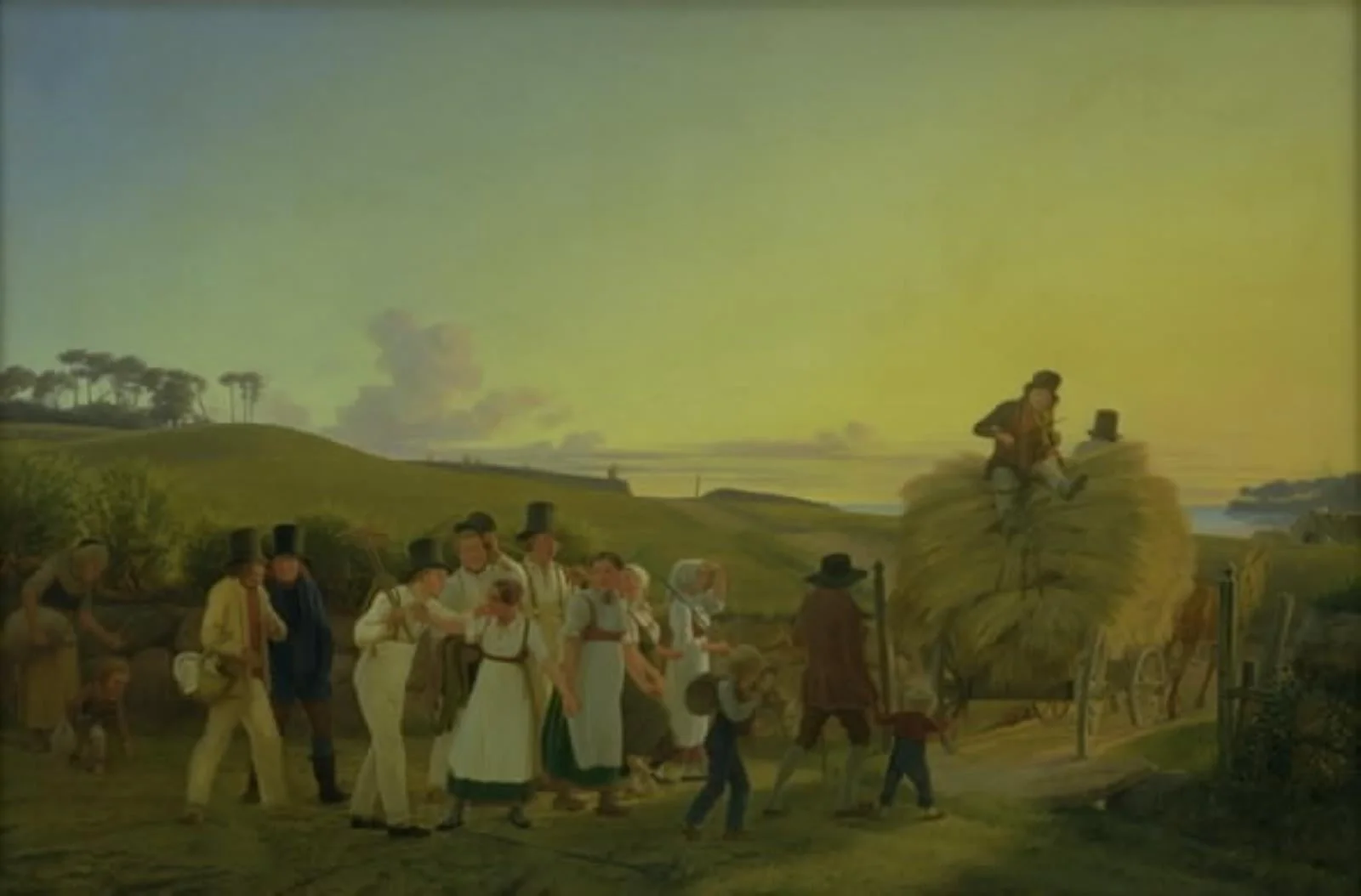 Bønder vender hjem fra marken med det sidste læs korn, by Unknown, 1850
