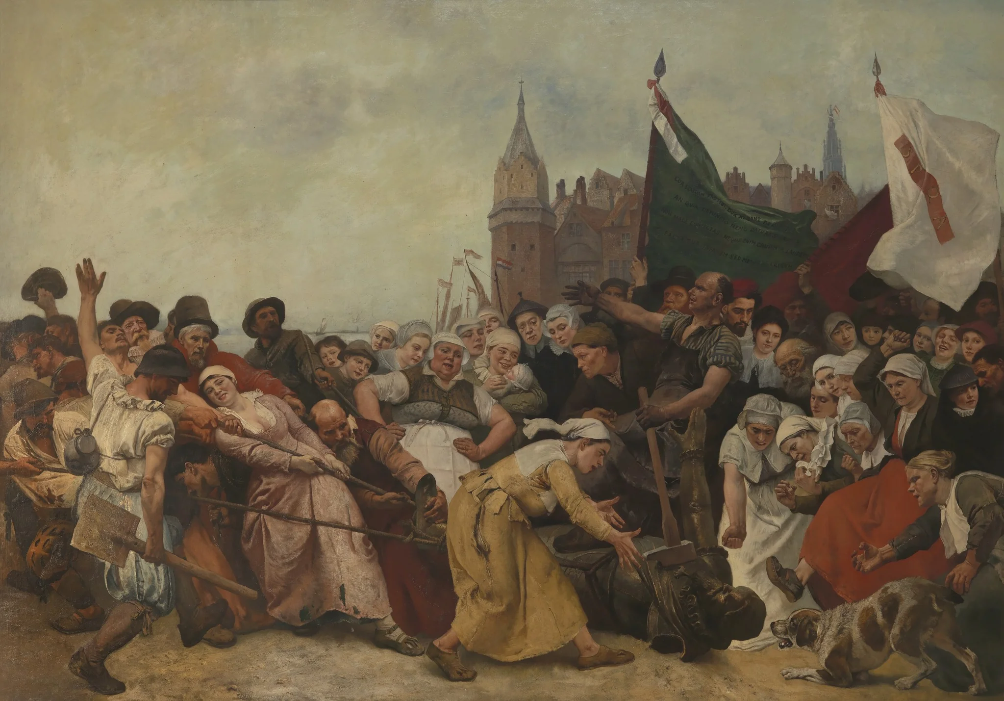 The Shattered Statue of the Duke of Alva Being Dragged Through the Streets