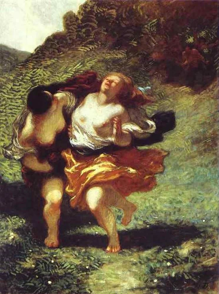 Femmes poursuivies par des satyres, by Honoré Daumier, oil, 1850