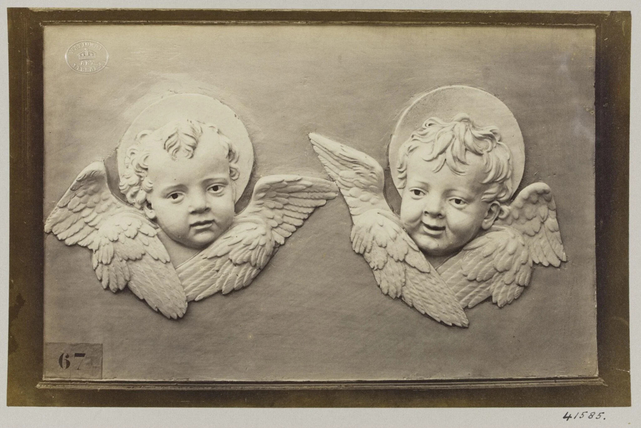 Two enamelled heads of seraphines, by Louise Laffon, photographic, 1864