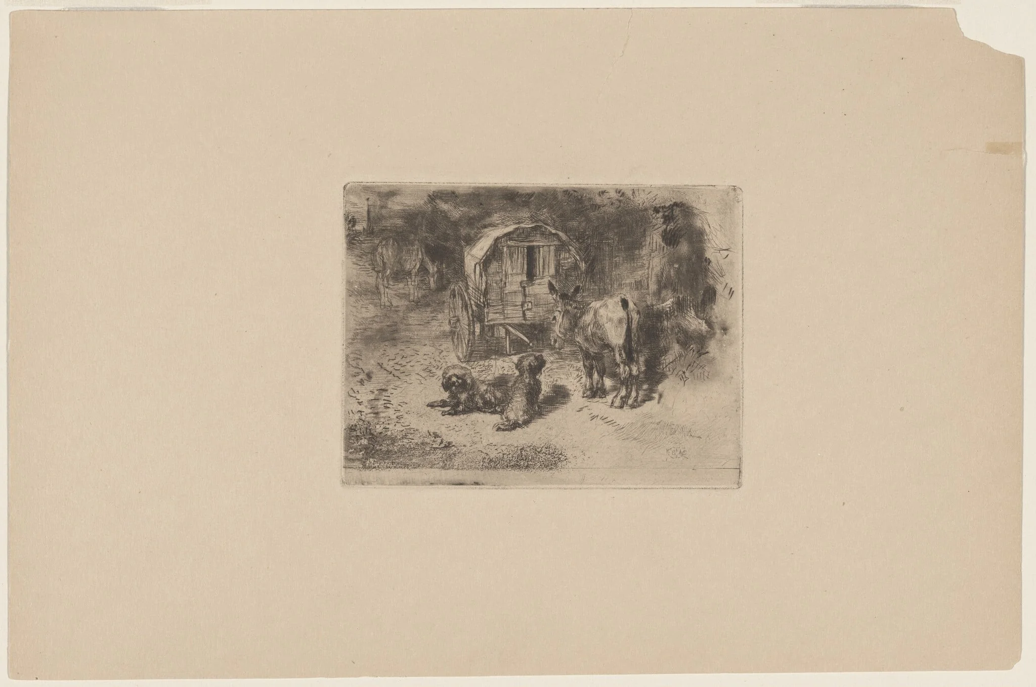 Les Gardiens du Logis, by Félix-Hilaire Buhot, ink, 1872