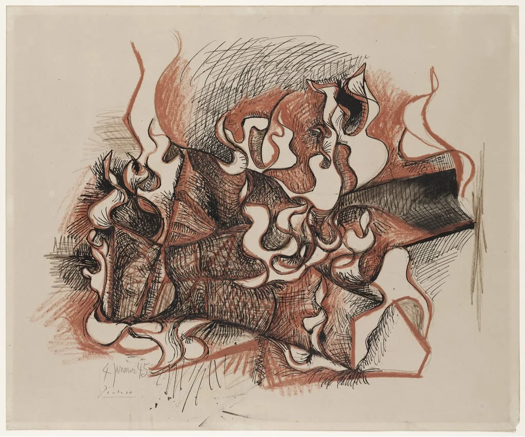 Untitled, by Pablo Picasso, crayon, 4