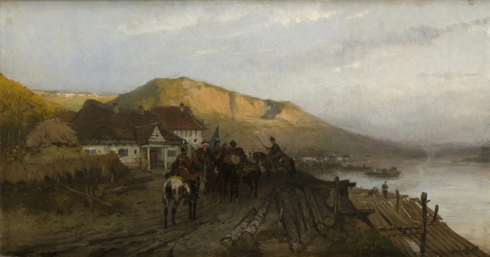 On the Dniester River, by Józef Brandt, oil, 1875