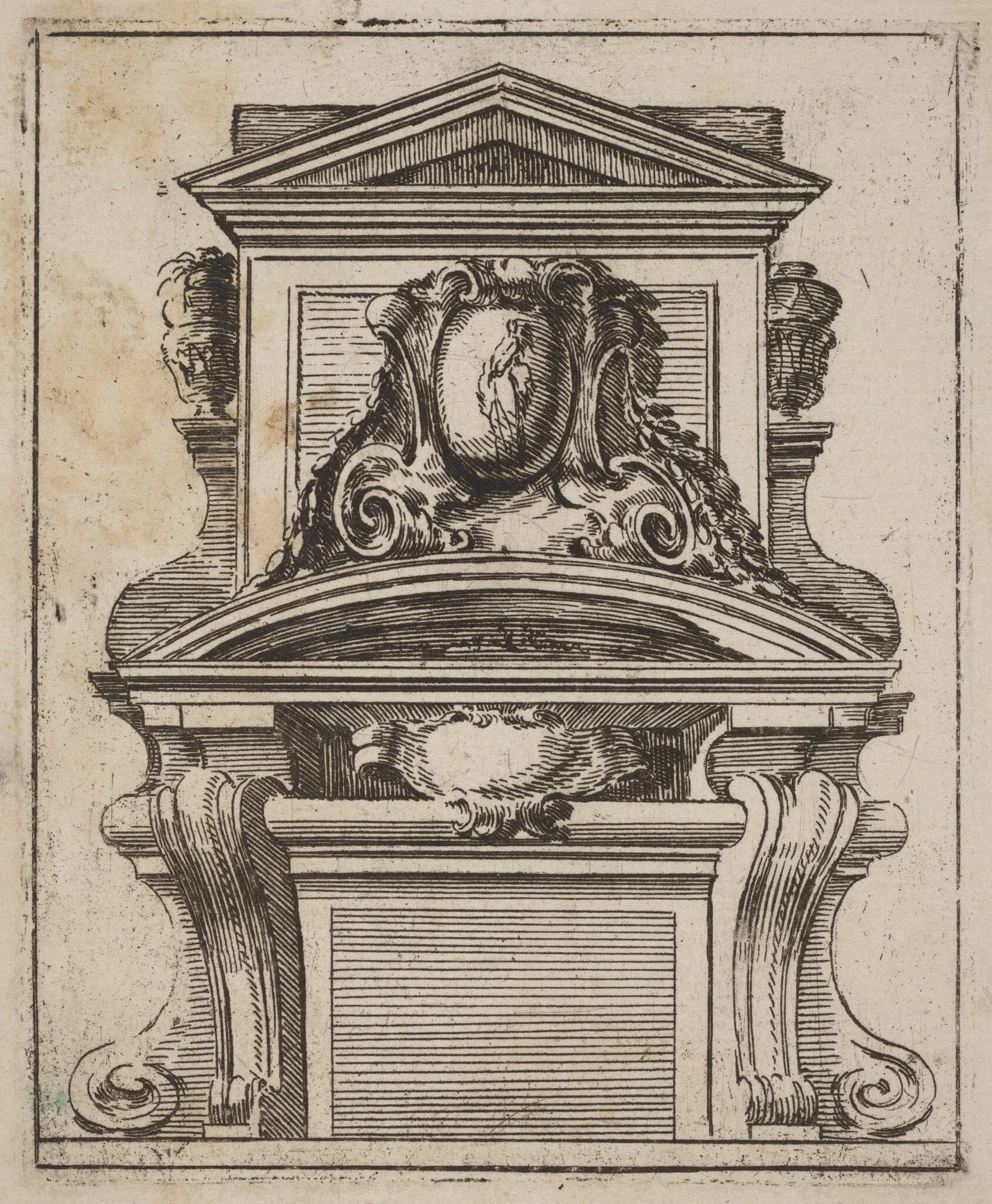Architectural Motif with a Figure, by Carlo Antonio Buffagnotti, ink, 1690