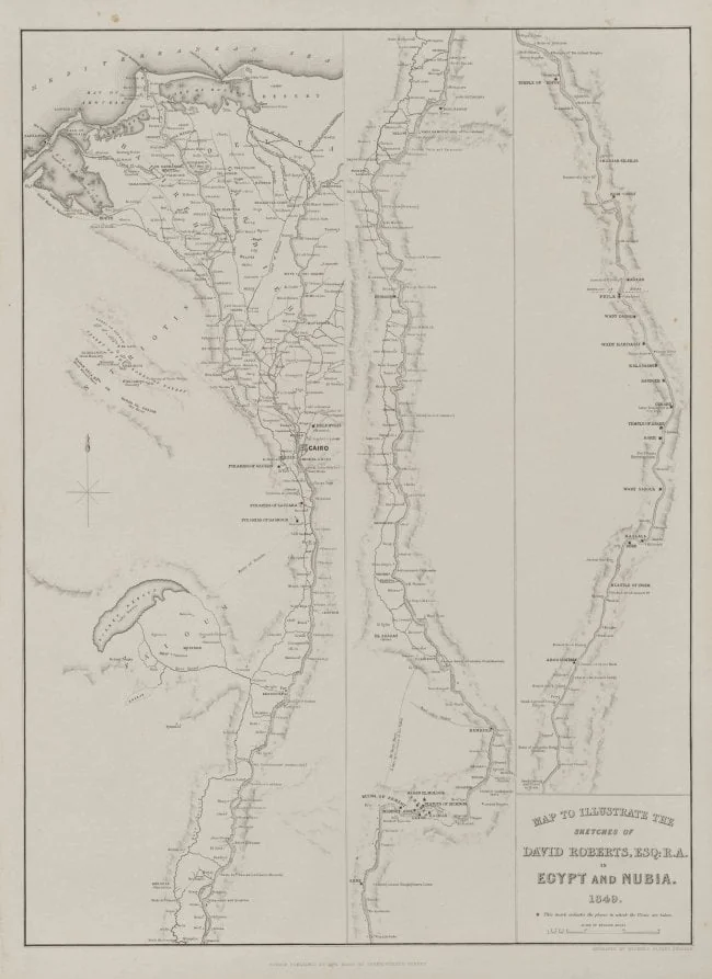 Egypt and Nubia, Volume III: Map to Illustrate the Sketches of David Roberts, Esq: R.A. in Egypt and Nubia 1849, by Louis Haghe, 1849
