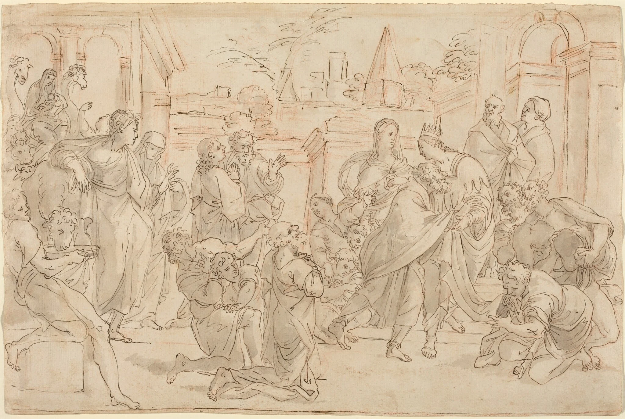 Joseph and His Brother in Egypt [verso], by Italian 17th Century, ink, 1601