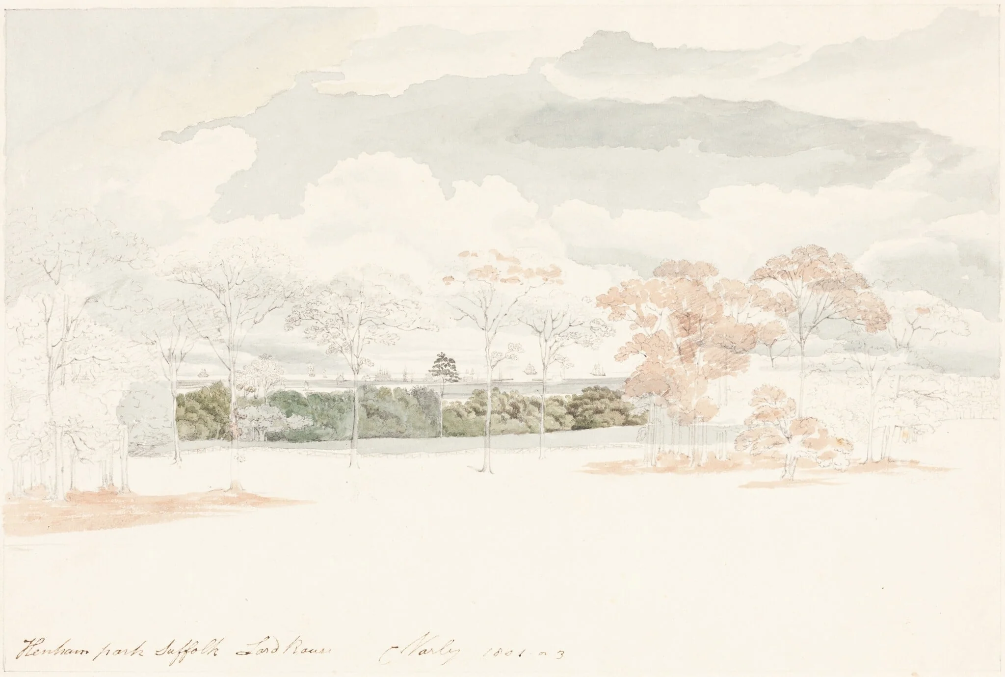 Henham Park, Suffolk, by Cornelius Varley, graphite, 1802