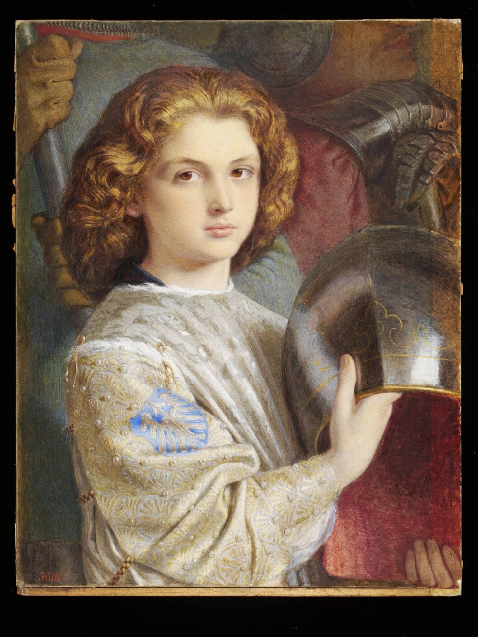 The Knight's Esquire (L'Ecuyer), by Frederic William Burton, watercolor, 1850