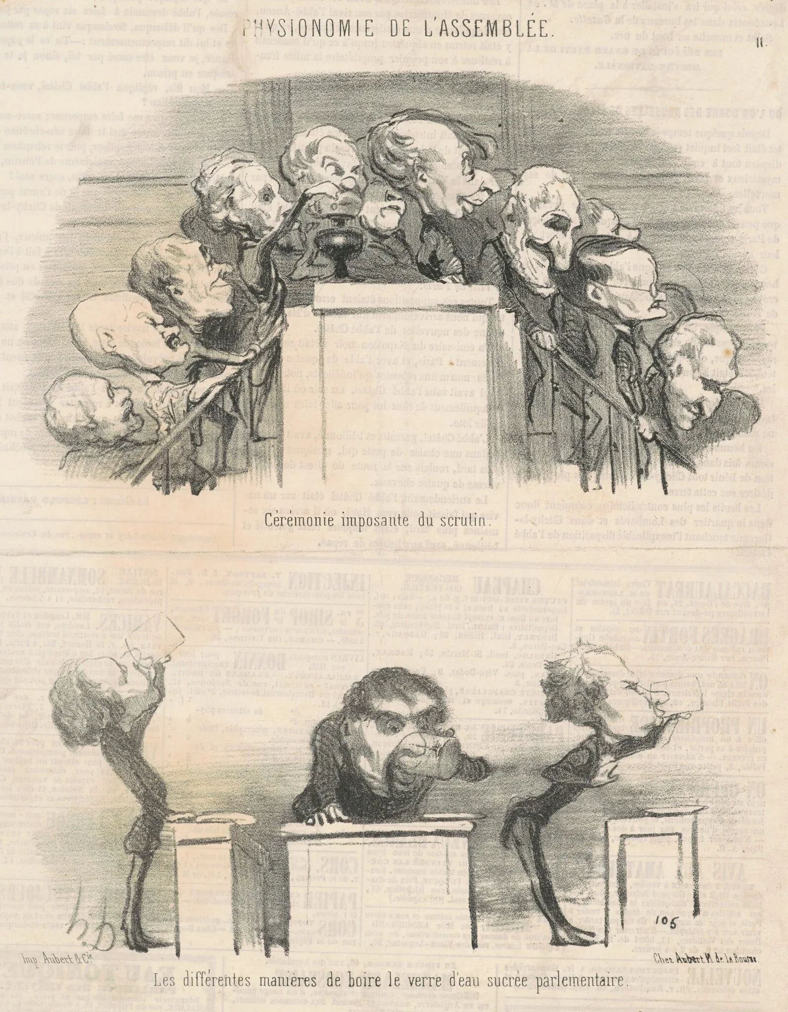 Cérémonie imposante du scrutin, by Honoré Daumier, ink, 1849