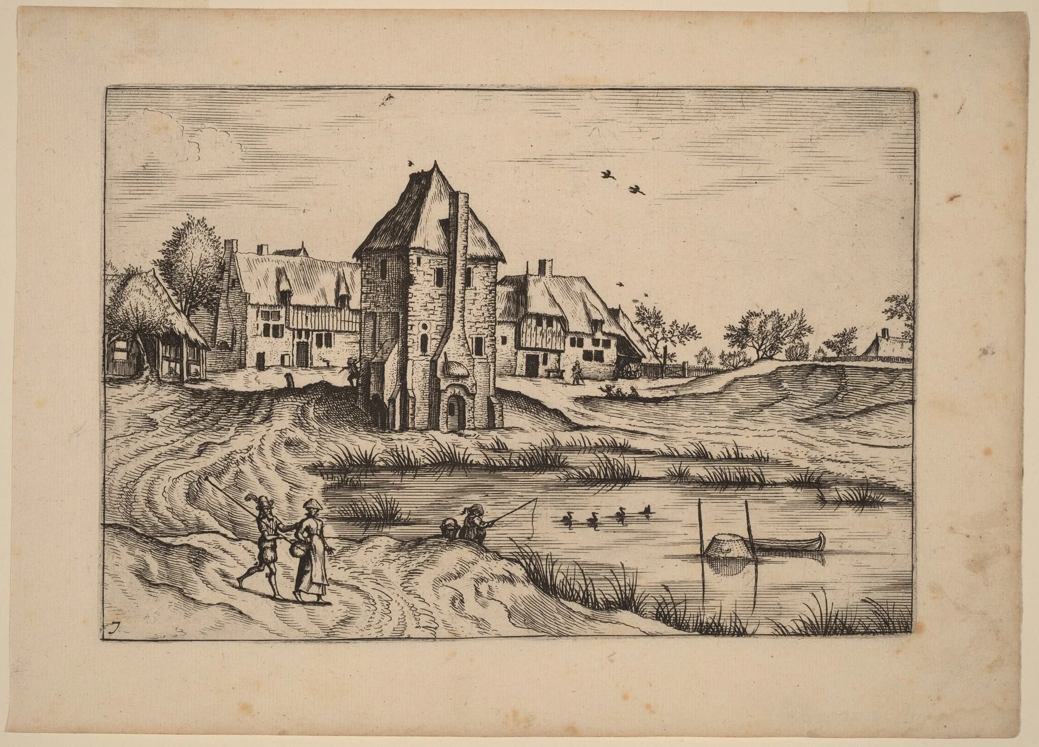 Farms, by Johannes van Doetechum the Elder, ink, 1676