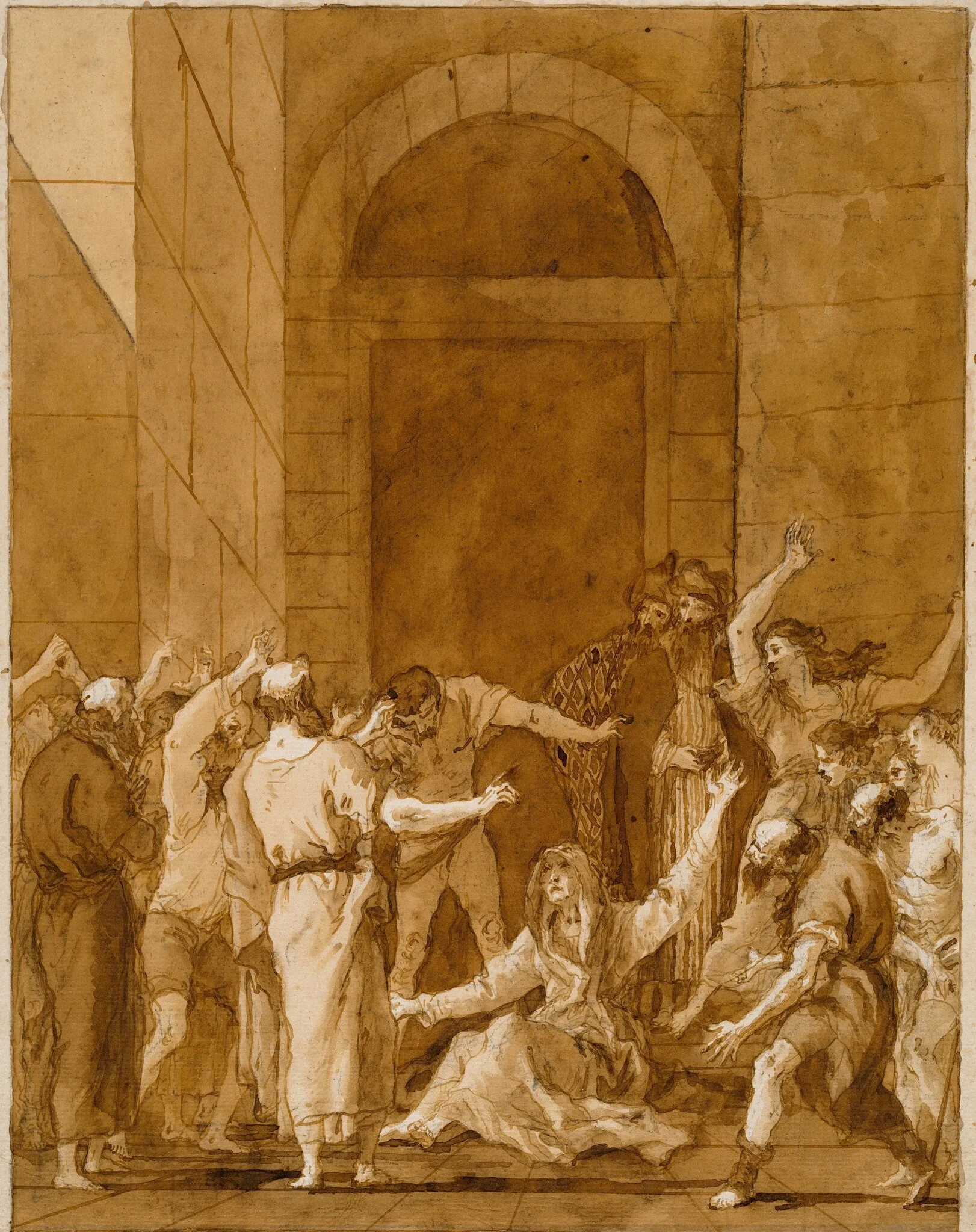 The Raising of Tabitha, by Giovanni Domenico Tiepolo, ink, 1794