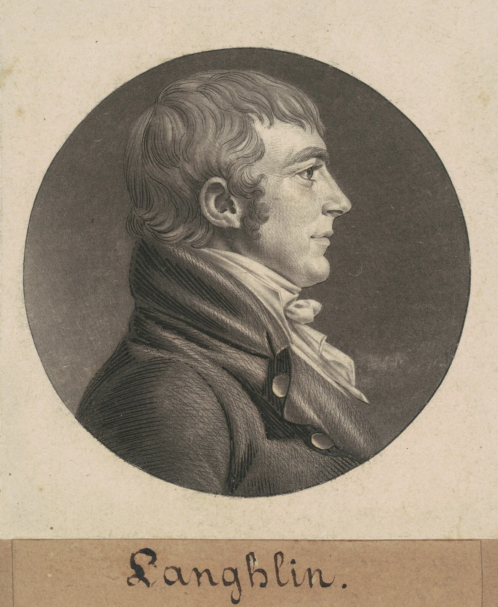 Laughlin, by Charles Balthazar Julien Févret de Saint-Mémin, ink, 1806
