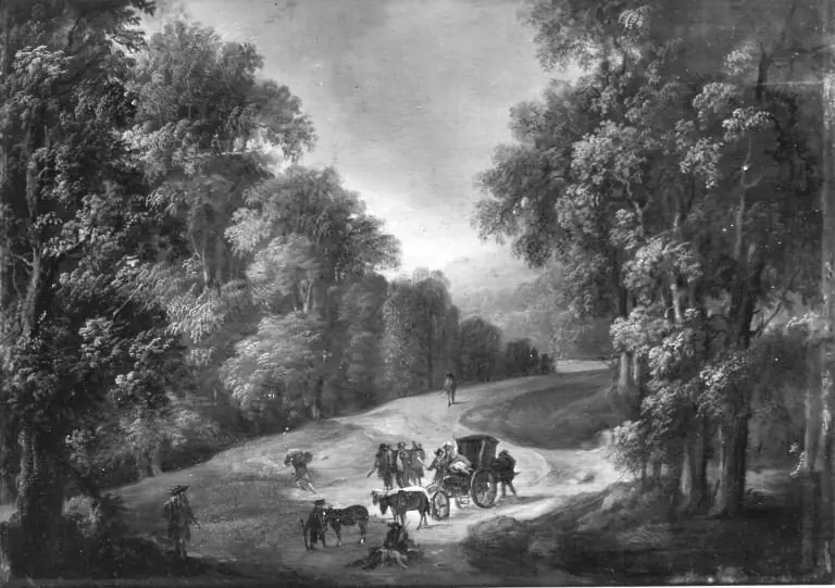 Forest landscape with a robbery