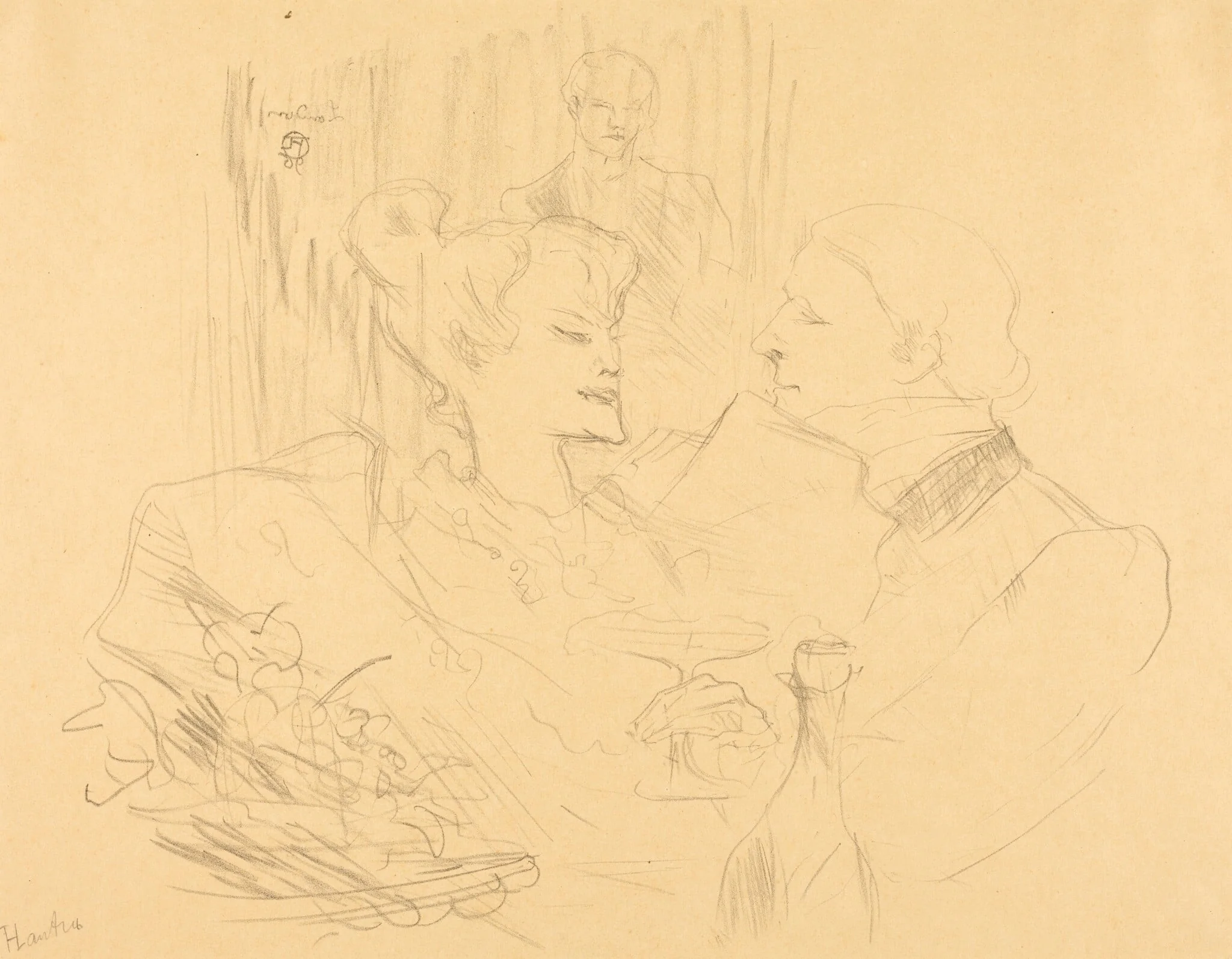 Supper in London (Souper à Londres), by Henri de Toulouse-Lautrec, ink, 1896