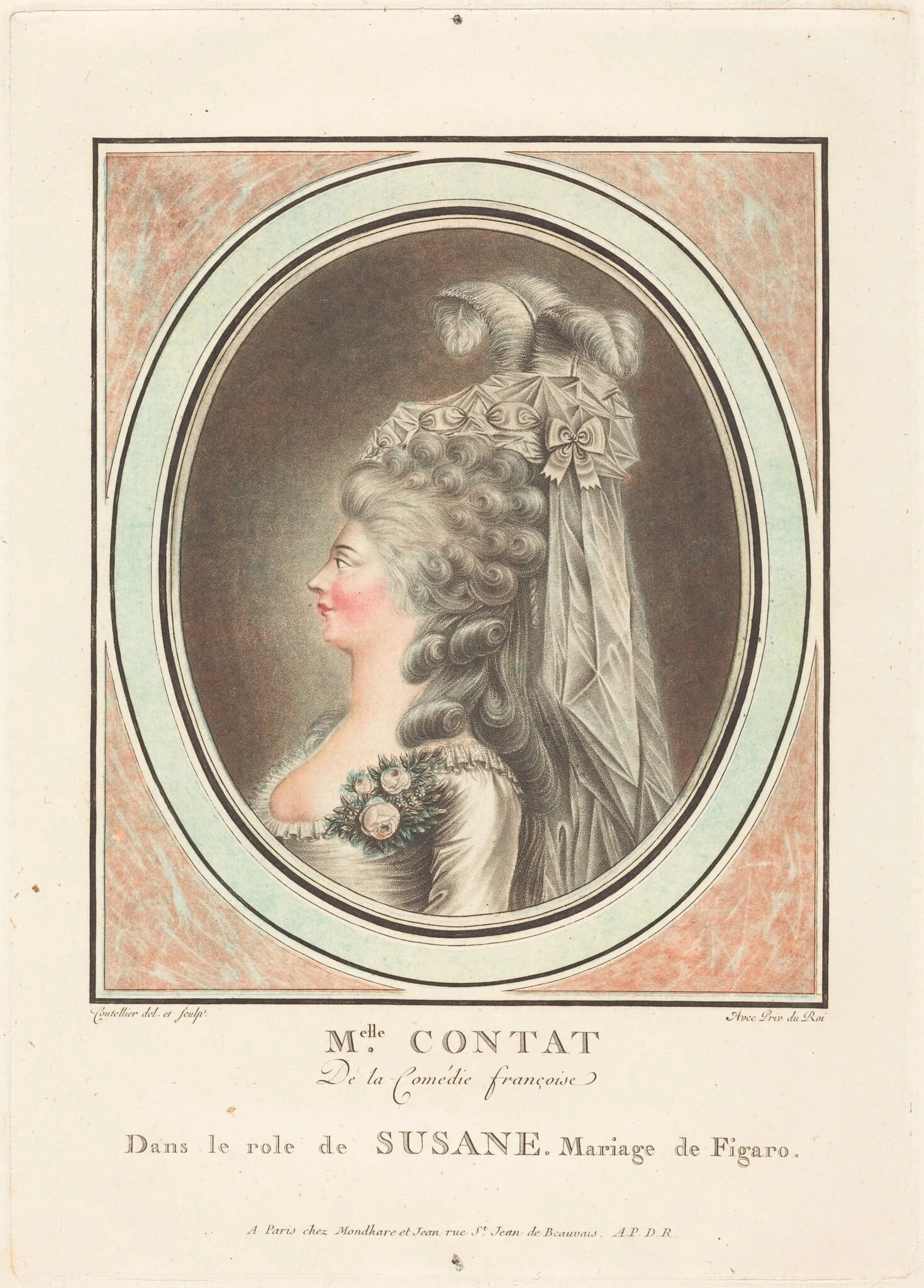 Mademoiselle Contat, by F. Coutellier, ink, 1764