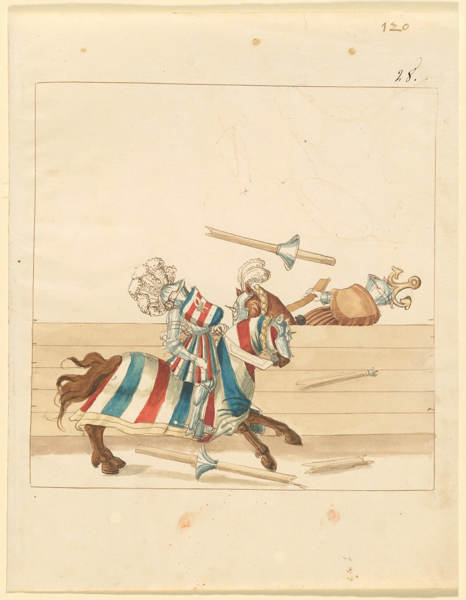 Italian Joust of Peace, by German 16th Century, ink, 1514