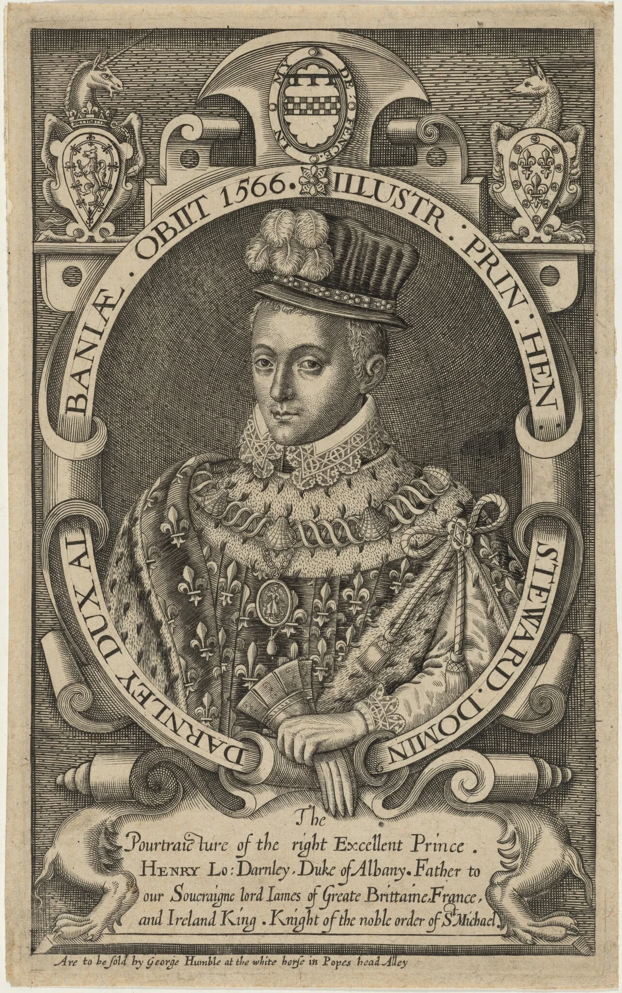 Henry Stuart, Lord Darnley, by Renold Elstrack, ink, 1598
