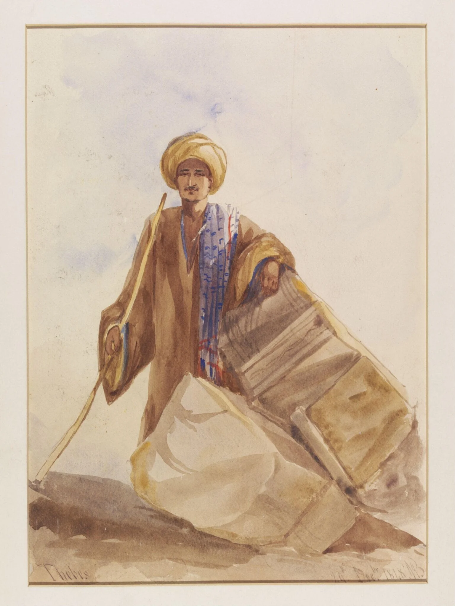A Man standing by Rocks, Thebes
