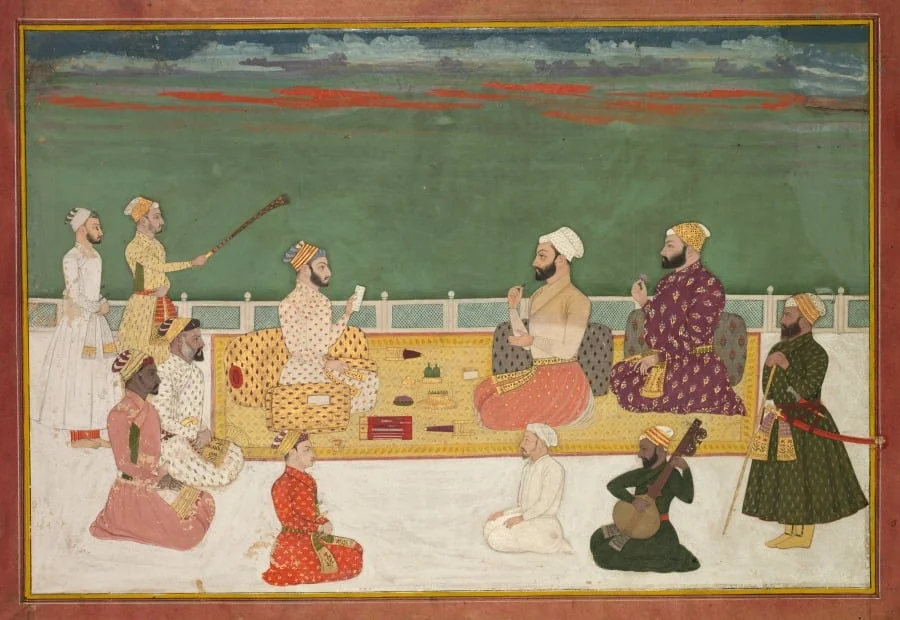 A Ruler Presents a Document to Visiting Nobles, by Unknown, unspecified, 1710