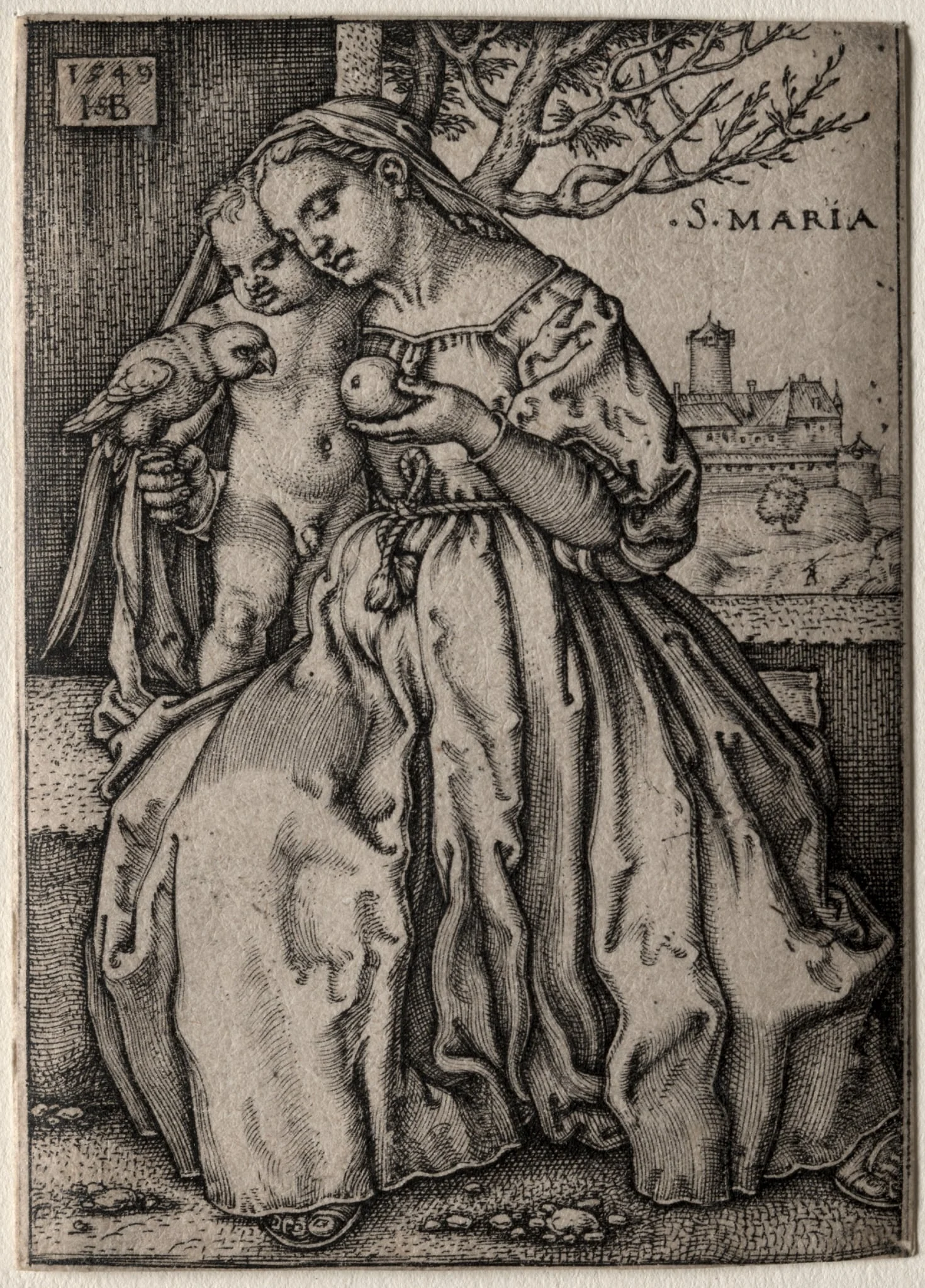 Virgin with the Parrot, by Sebald Beham, 1549