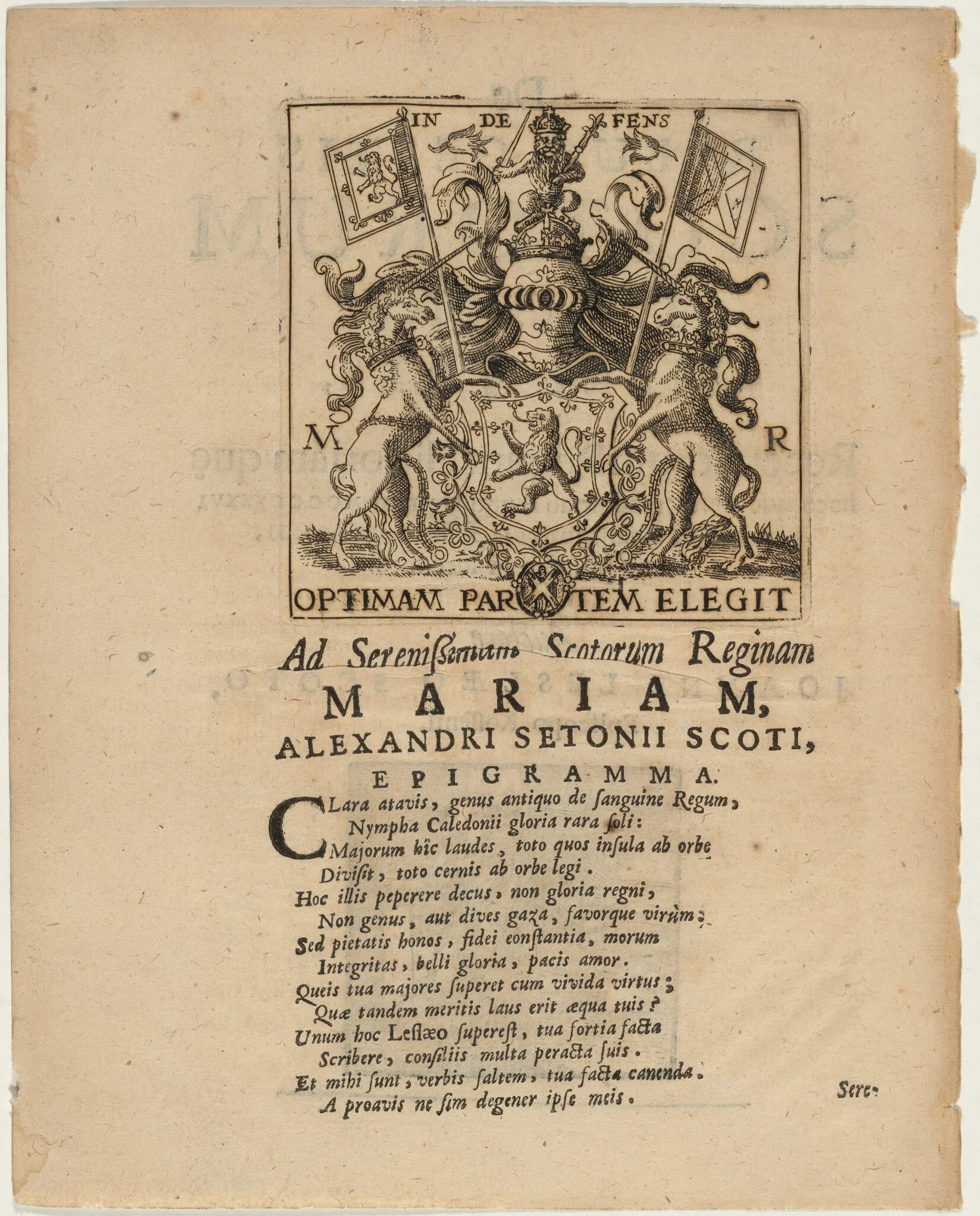 Coat of Arms -- Mary, Queen of Scots, by Unknown 19th Century, ink, 1675
