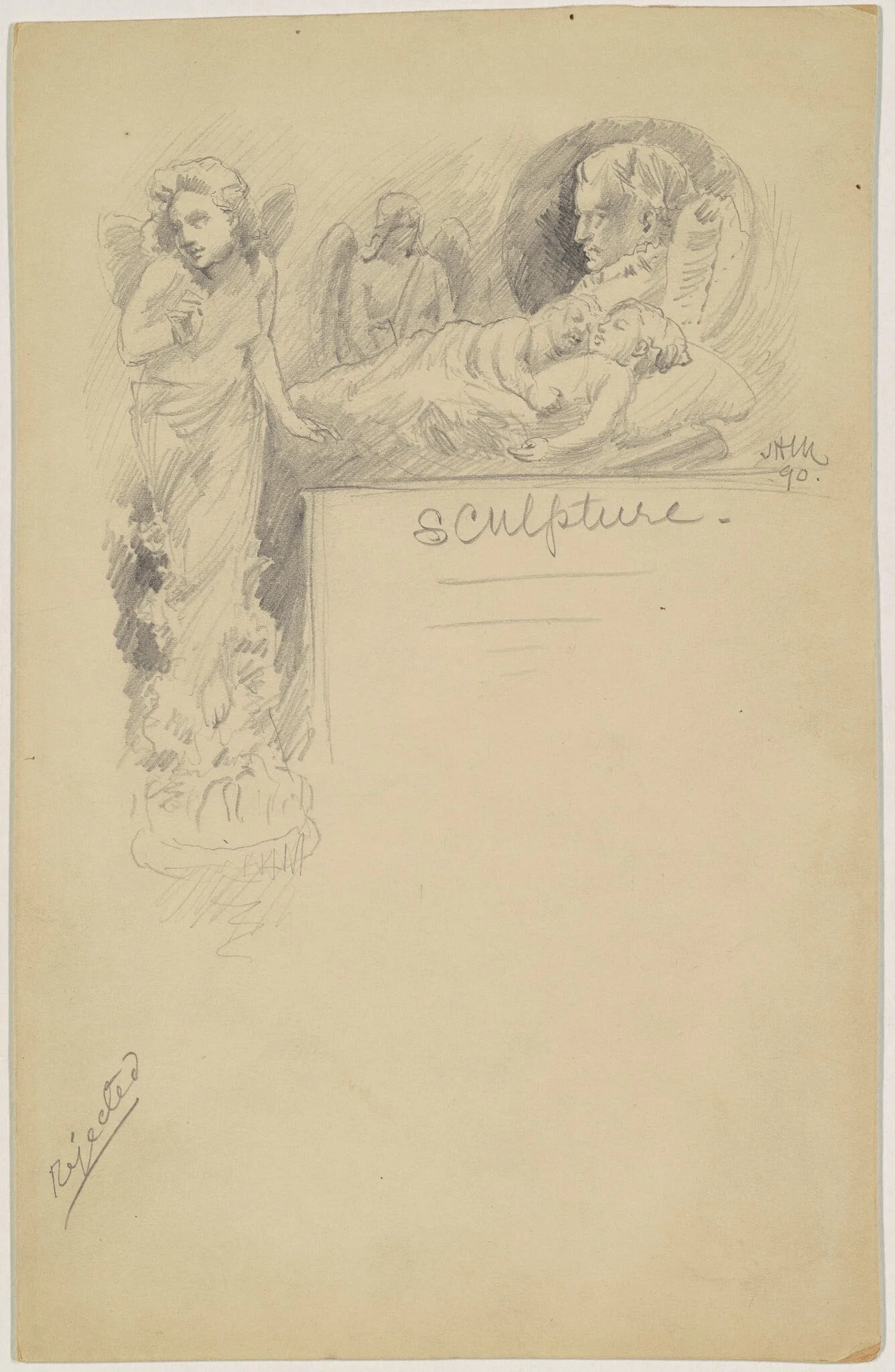 Study for "Sculpture", by James Henry Moser, graphite, 1890
