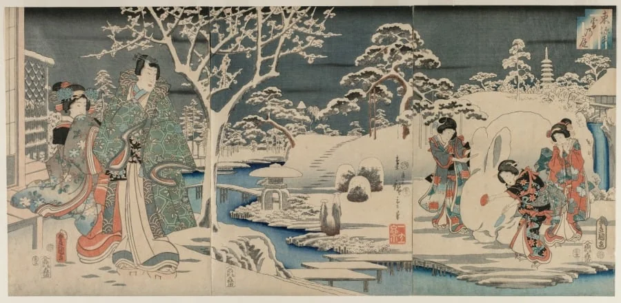 The Snowy Garden, by Utagawa Hiroshige, 1854