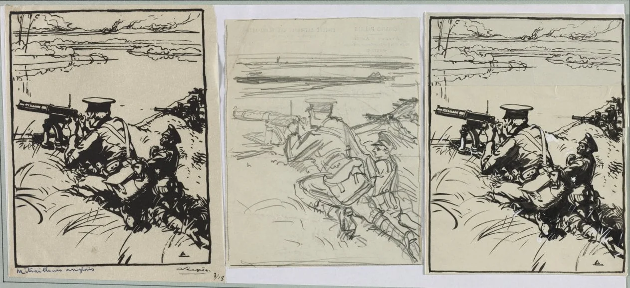 Mitrailleurs anglais, by Auguste Lepère, 1914