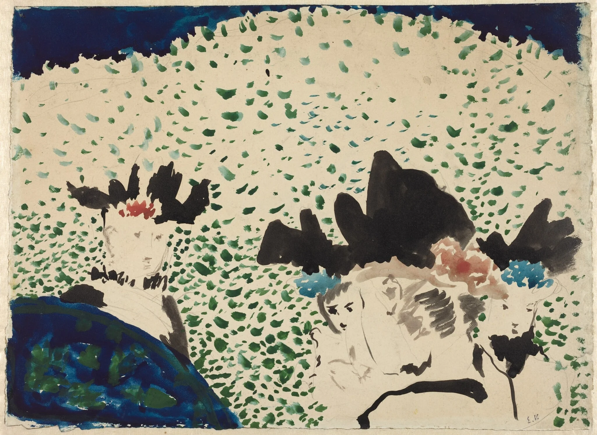 Four Ladies with Fancy Hats, by Édouard Vuillard, graphite, 1892