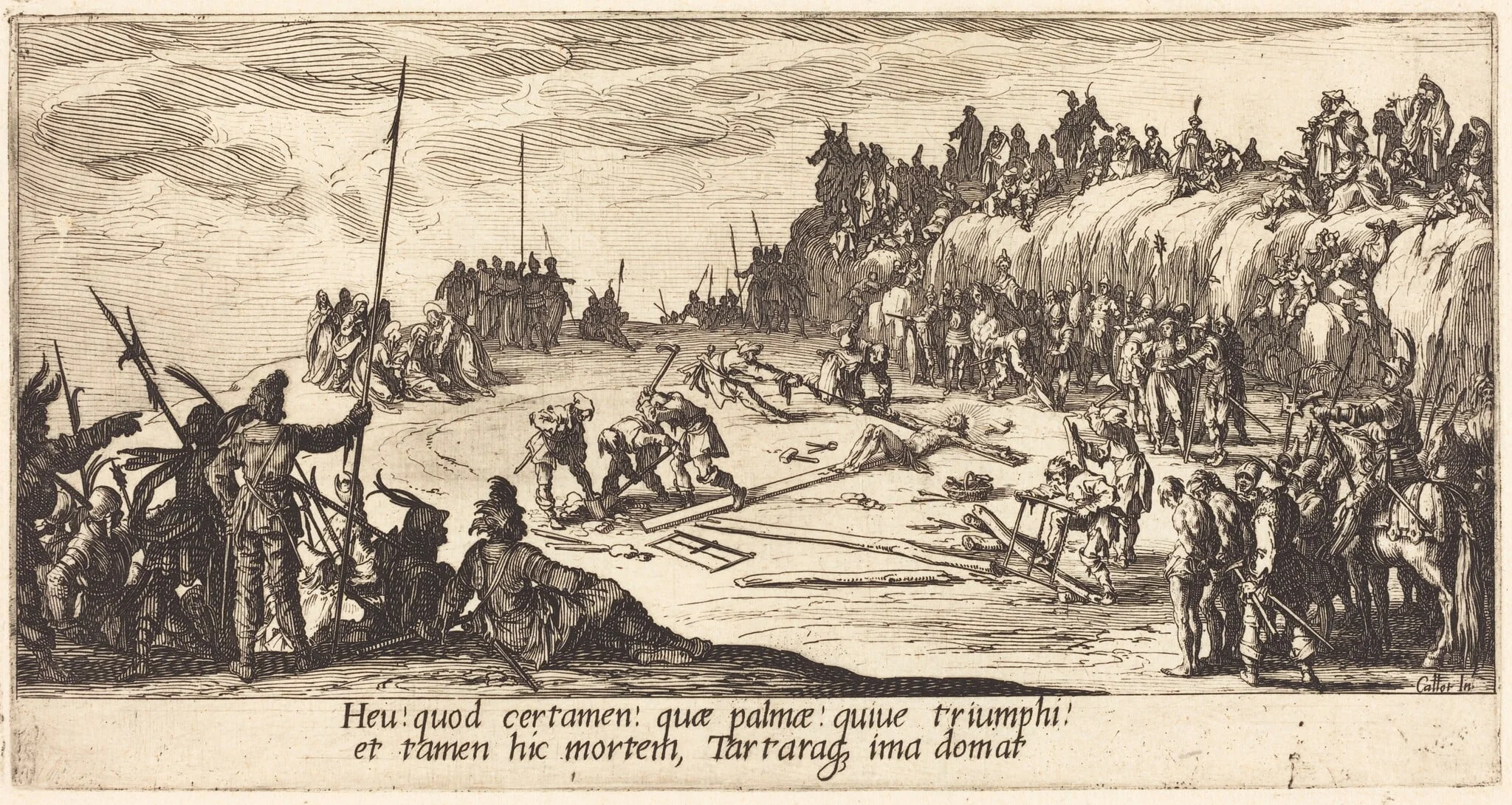 The Nailing to the Cross, by Jacques Callot, ink, 1618
