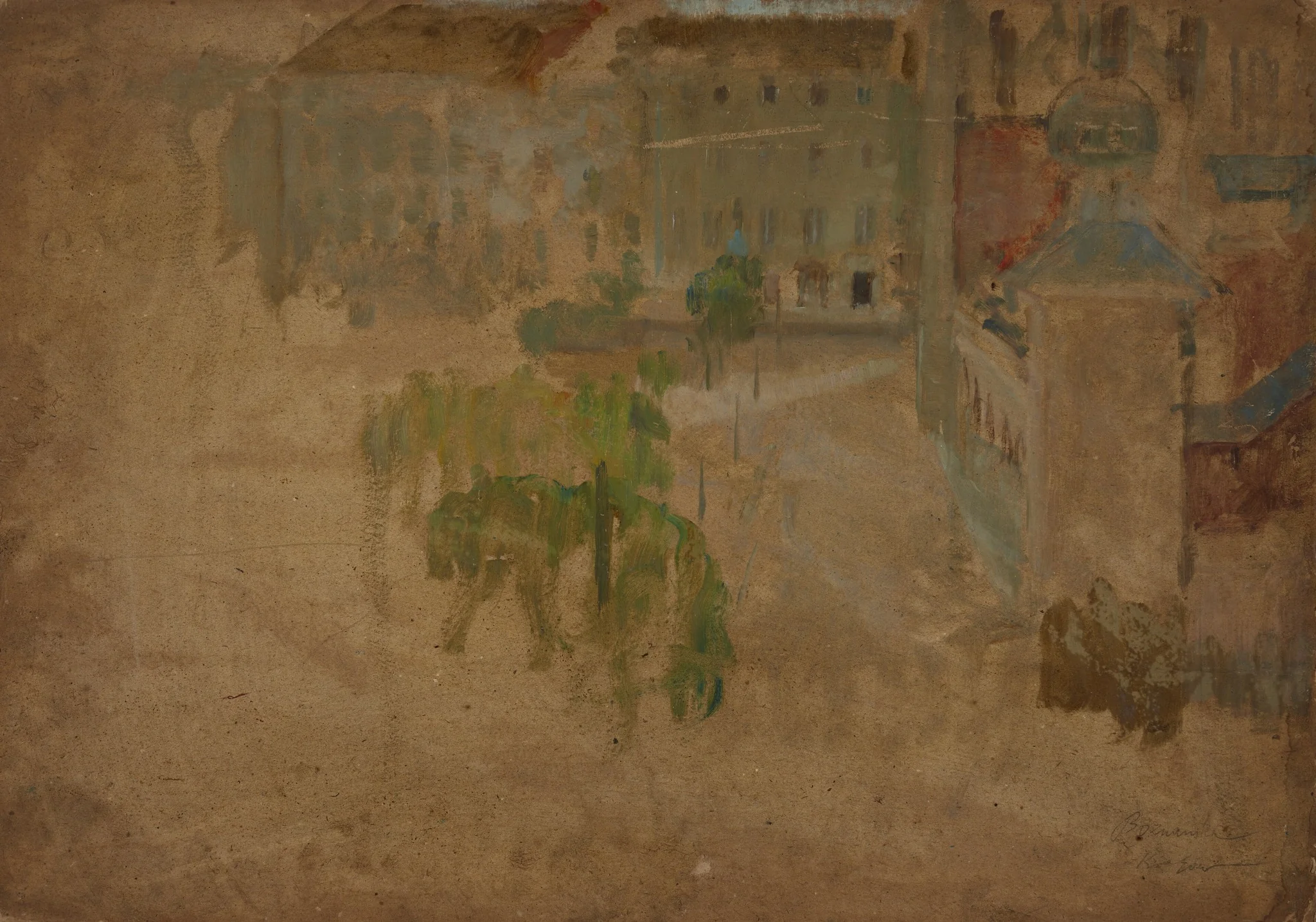 Main Market Square in Krakow – Fragment of a Street, by Olga Boznańska, unspecified, 1894