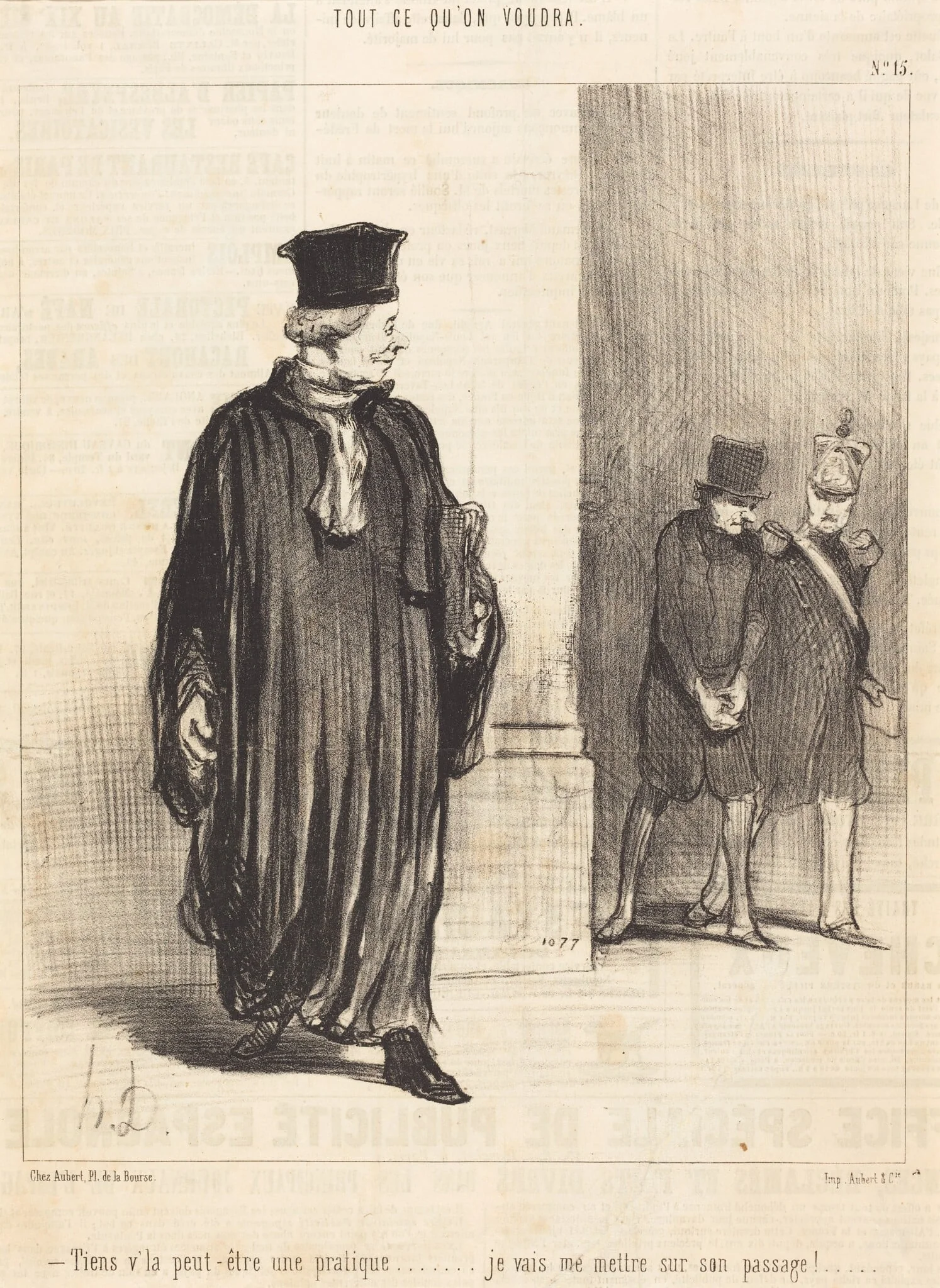 Tiens v'la peut-etre une pratique, by Honoré Daumier, ink, 1847