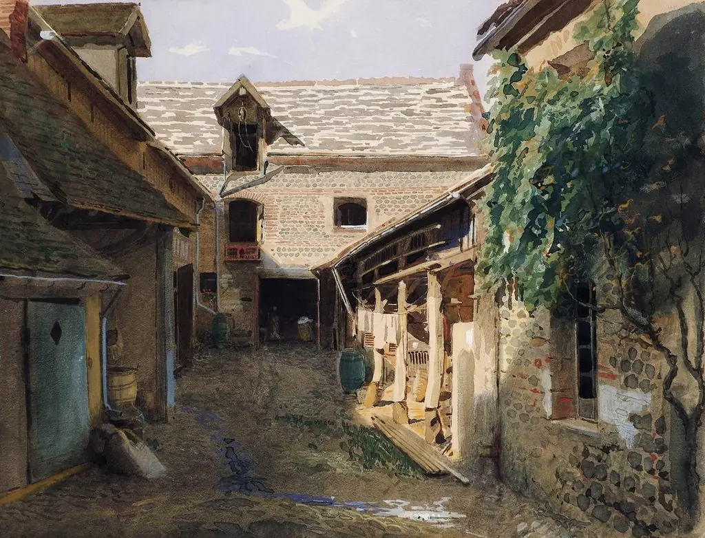 Village courtyard in France