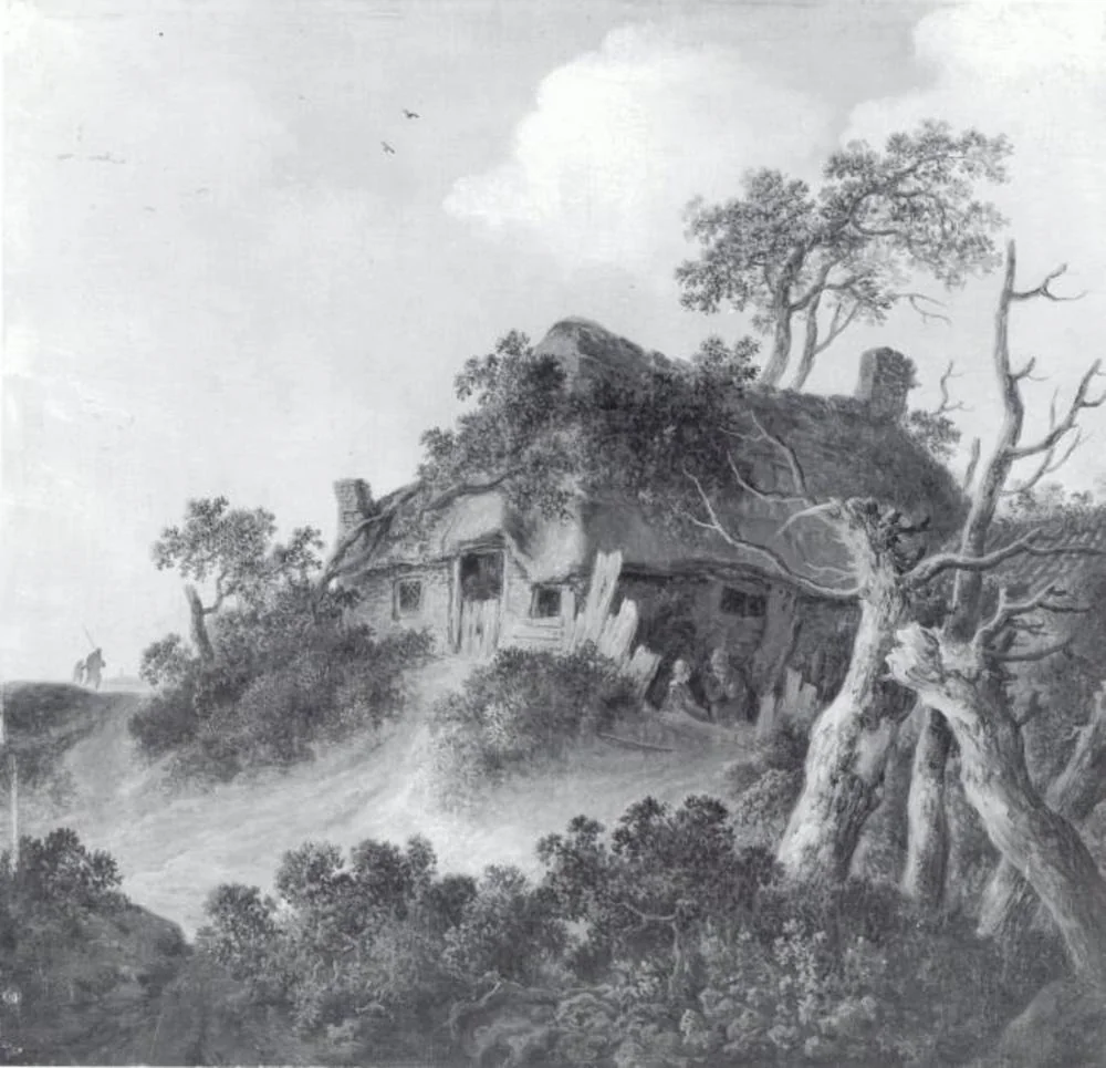 Landscape with Farm House on a Hill, by Unknown, oil, 1665