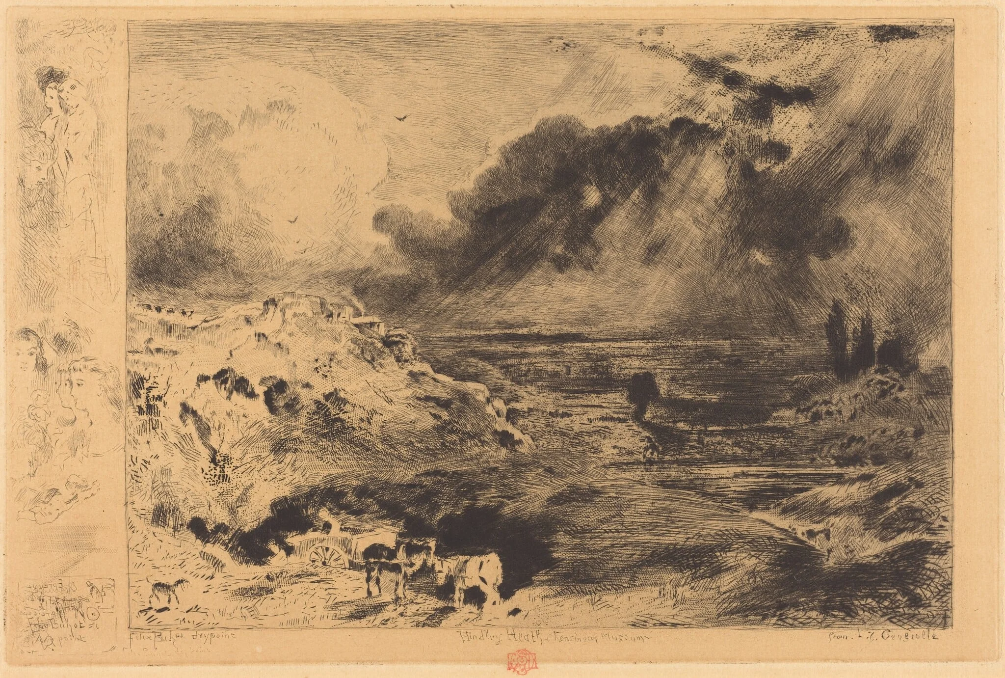 L'Orage (The Storm), by Félix-Hilaire Buhot, ink, 1879