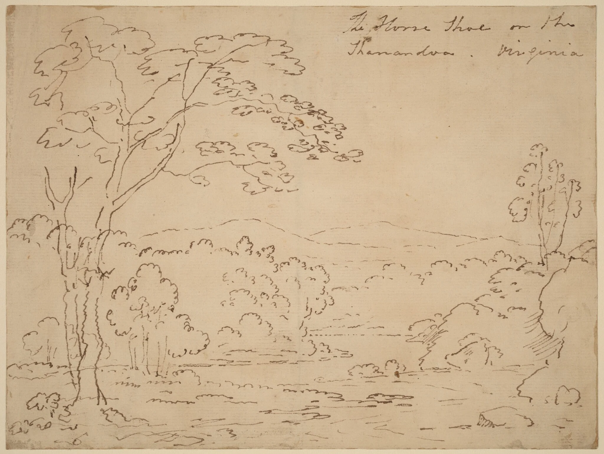 The Horse Shoe on the Shenandoah, Virginia, by Joshua Shaw, ink, 1824