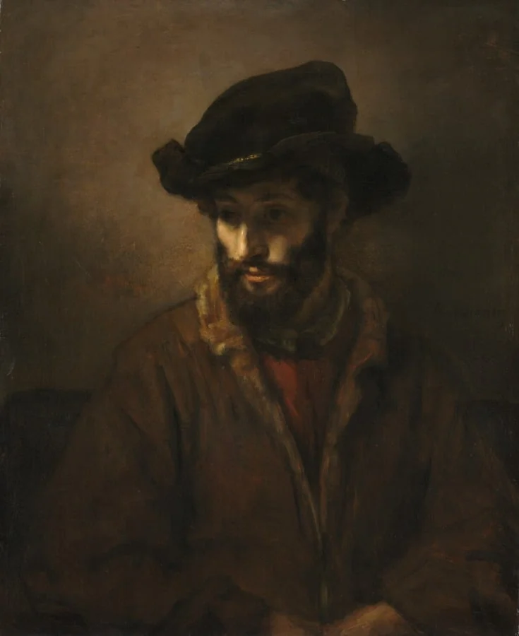 A Bearded Man Wearing a Hat, by Rembrandt, unspecified, 1658