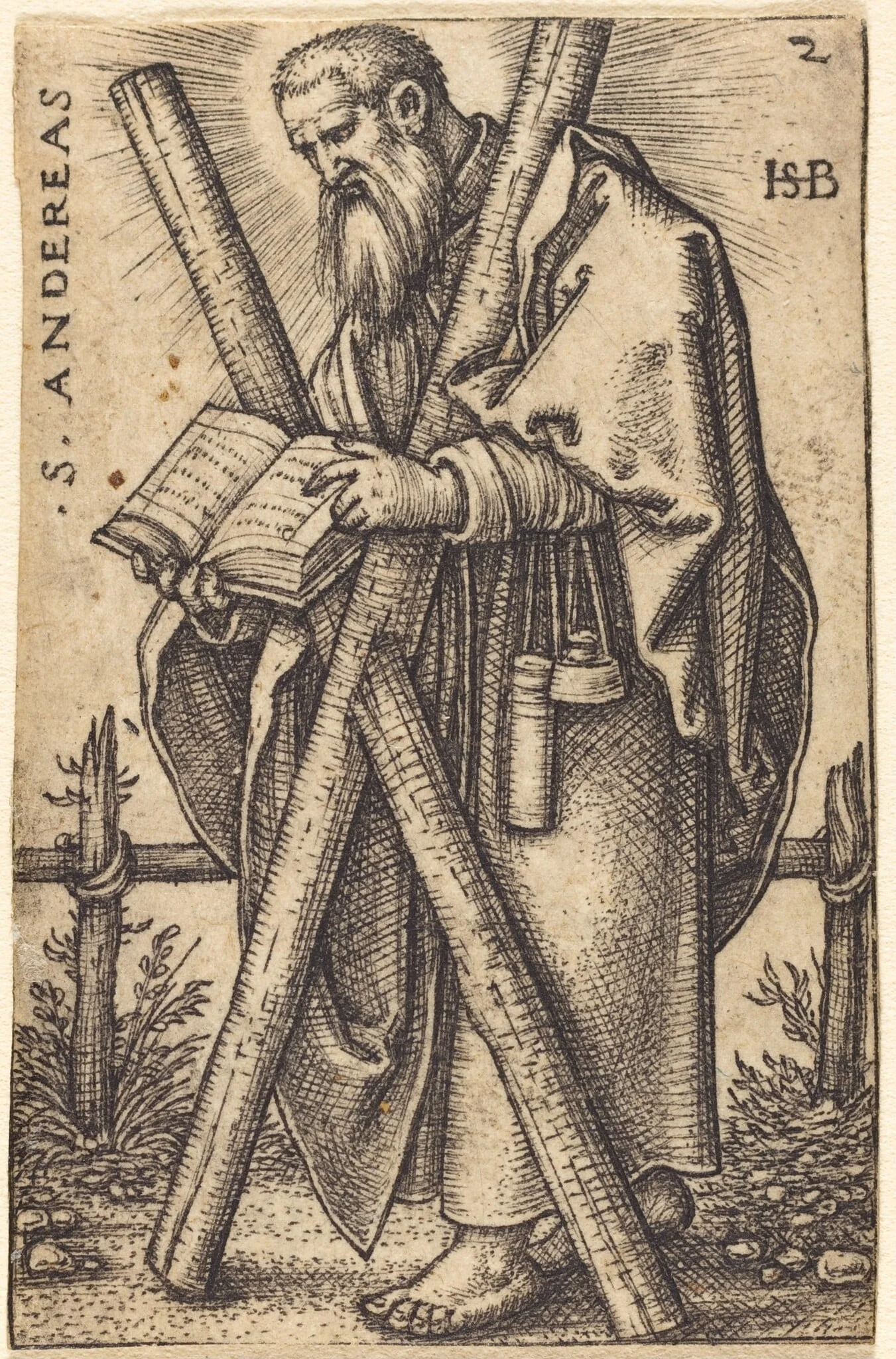 Saint Andrew, by Sebald Beham, ink, 1546