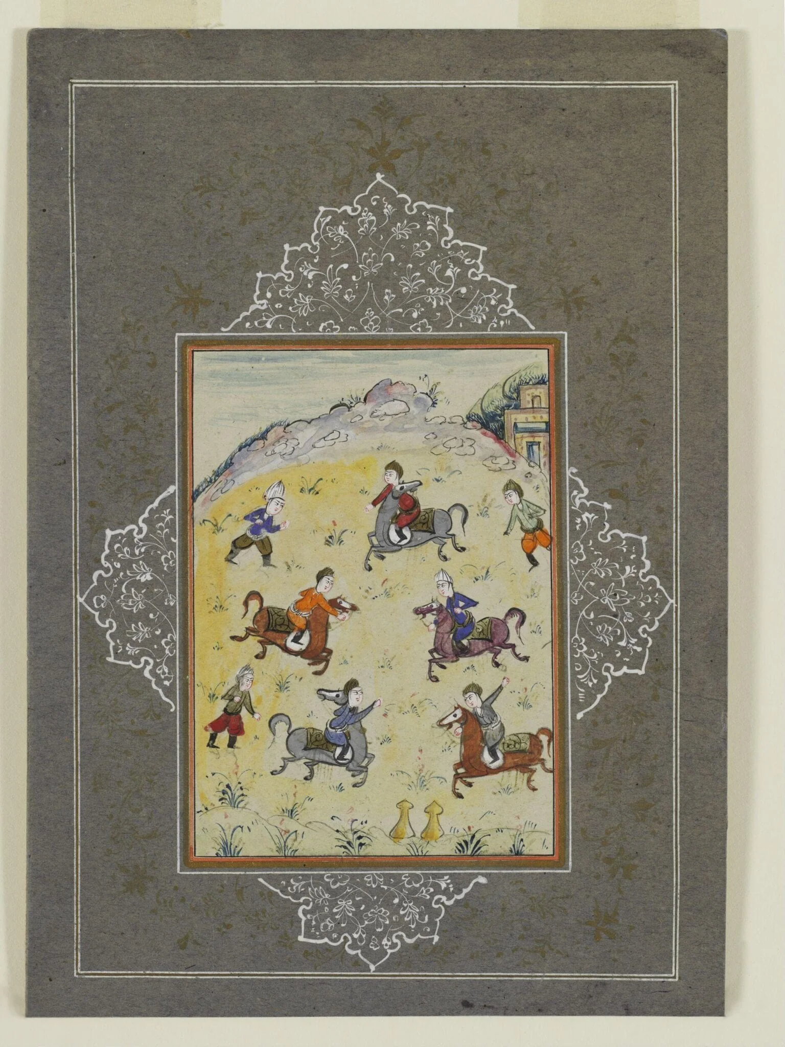 Watercolour of a polo match, by Unknown, paint, 1950
