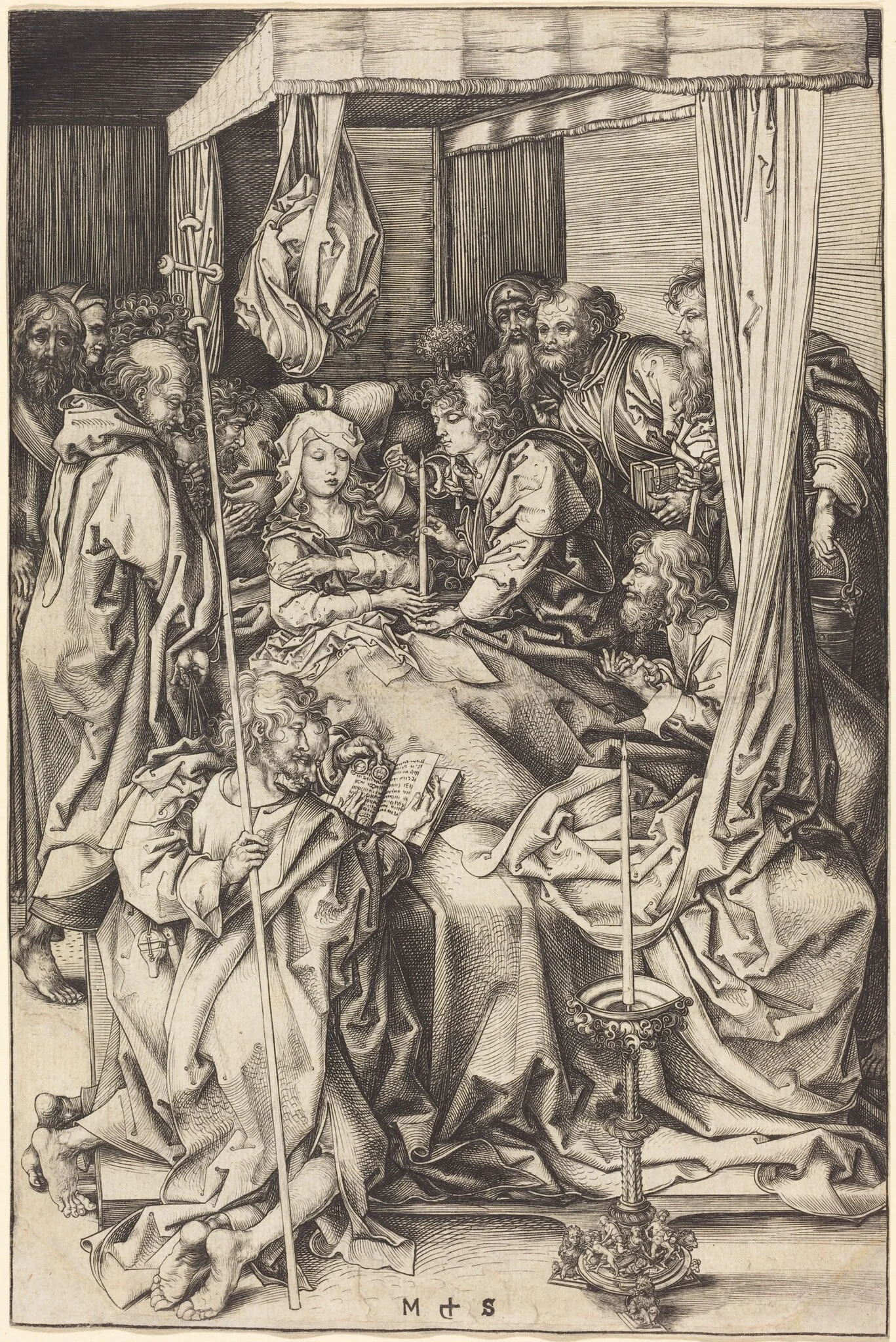 Death of the Virgin, by Martin Schongauer, ink, 1472