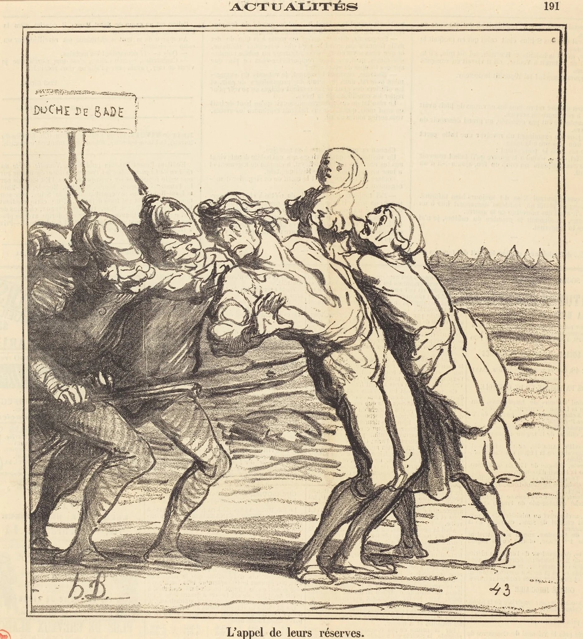 L'appel de leurs réserves, by Honoré Daumier, 1870