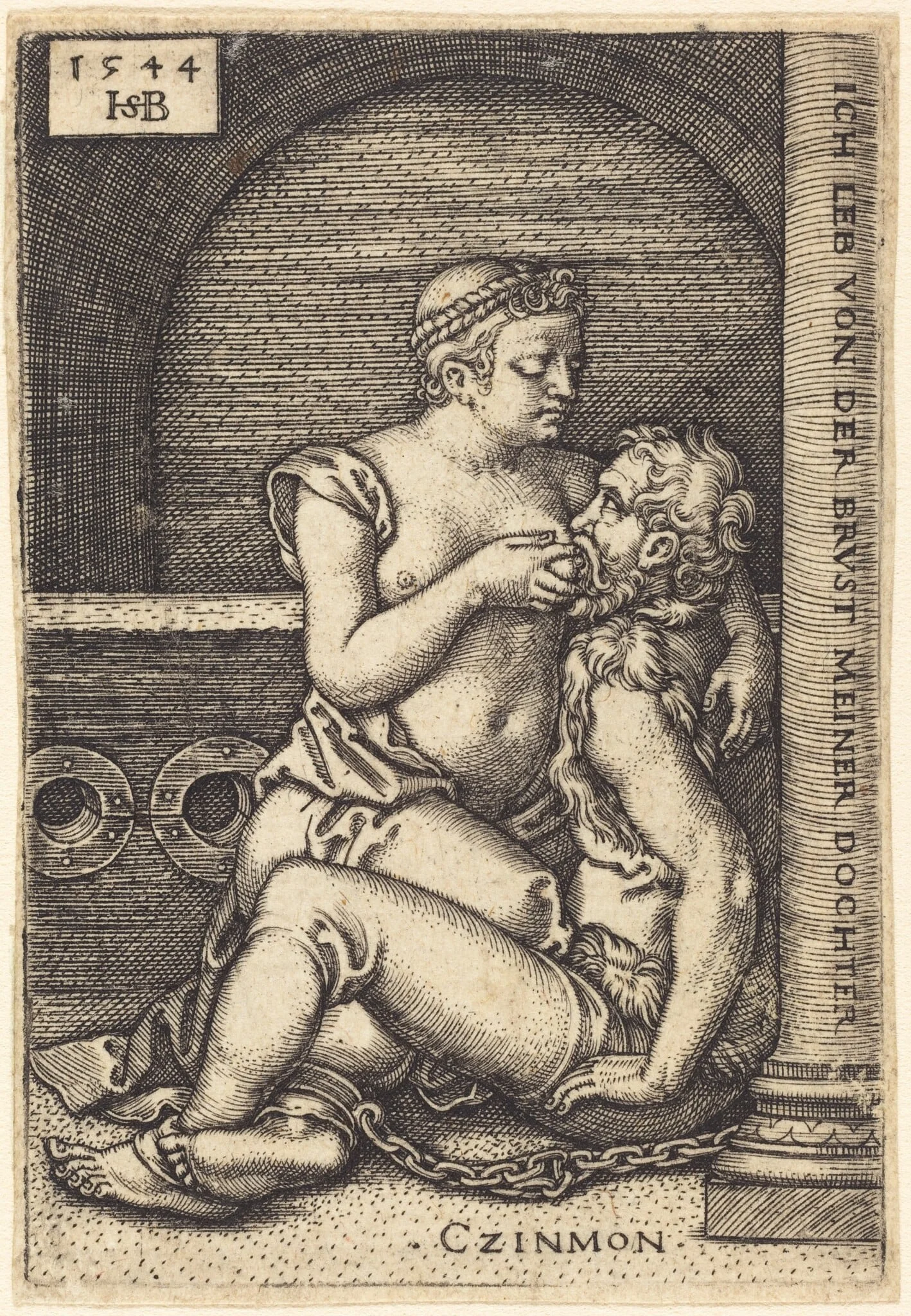Cimon and Pero, by Sebald Beham, ink, 1544